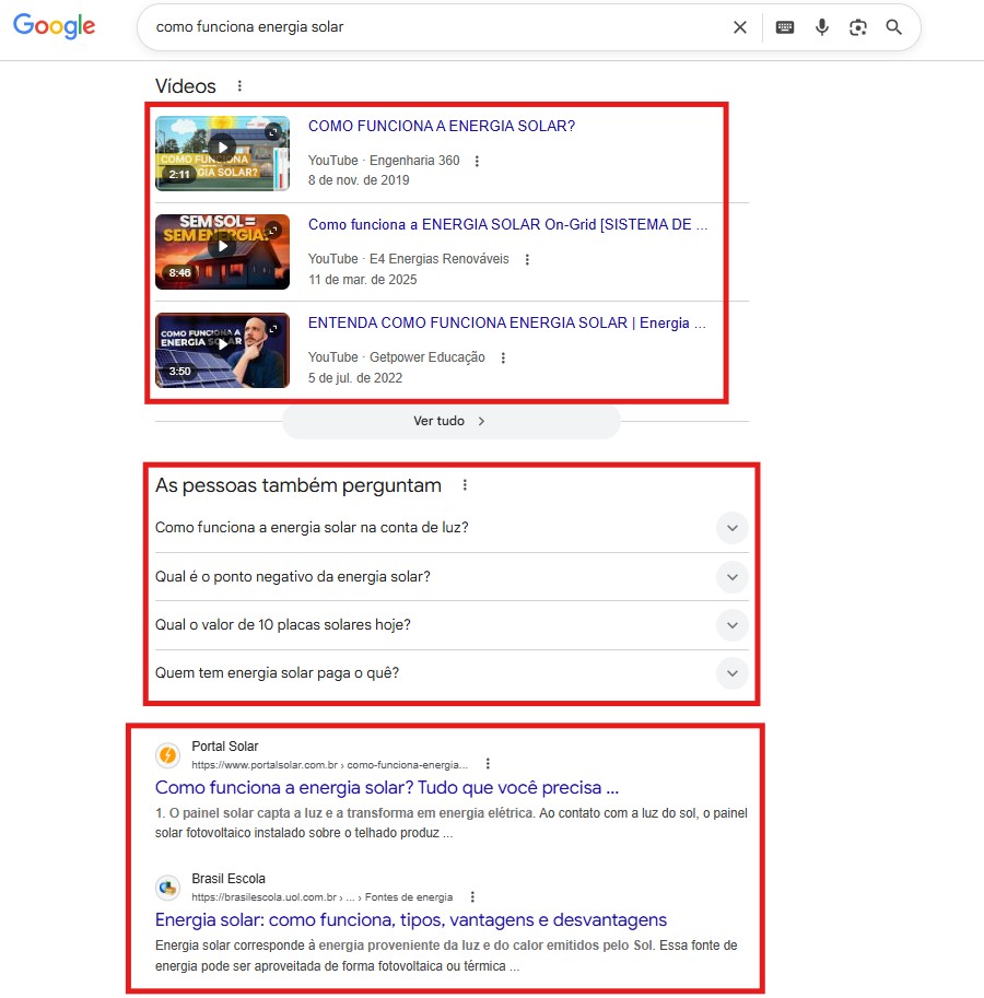 resultado da serp para como funciona energia solar