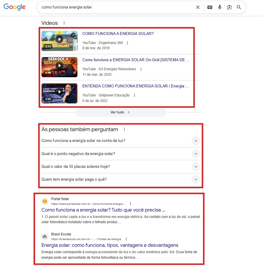 resultado da serp para como funciona energia solar